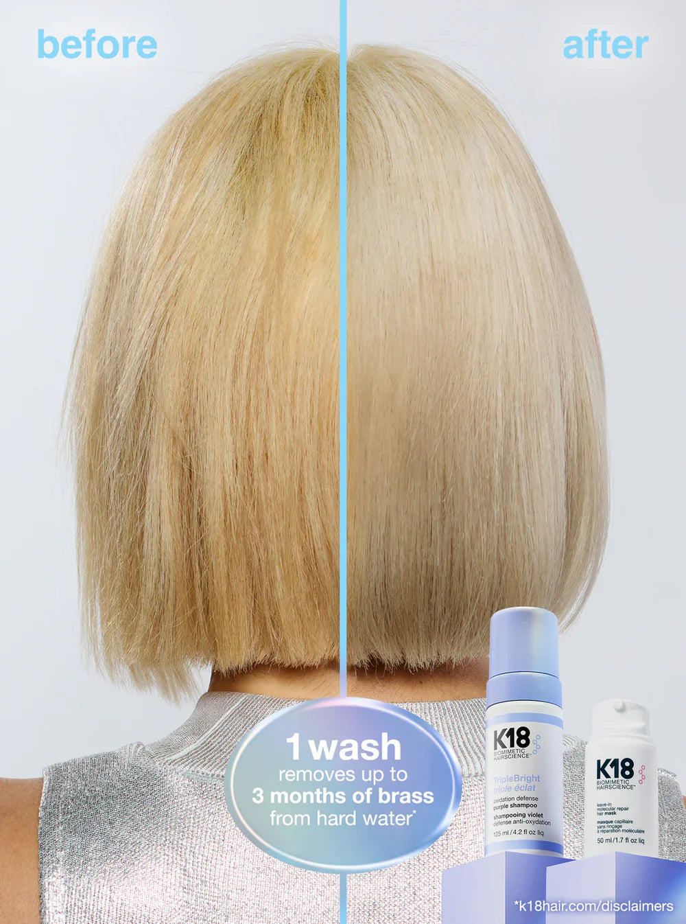 K18 TripleBright oxidation defense purple shampoo 125ml