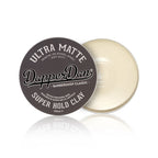 Dapper Dan Super Hold Clay with brown container on a white background