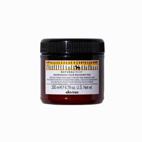 Hair treatment jar with label on a white background