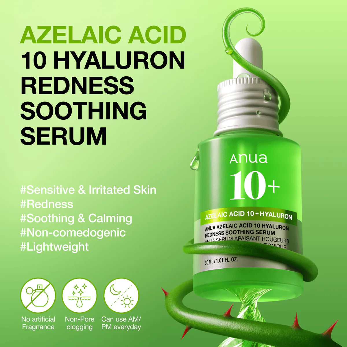 ANUA Azelaic Acid 10 Hyaluron Redness Soothing Serum 30ML