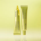 Two skincare products from Arancia on a yellow background