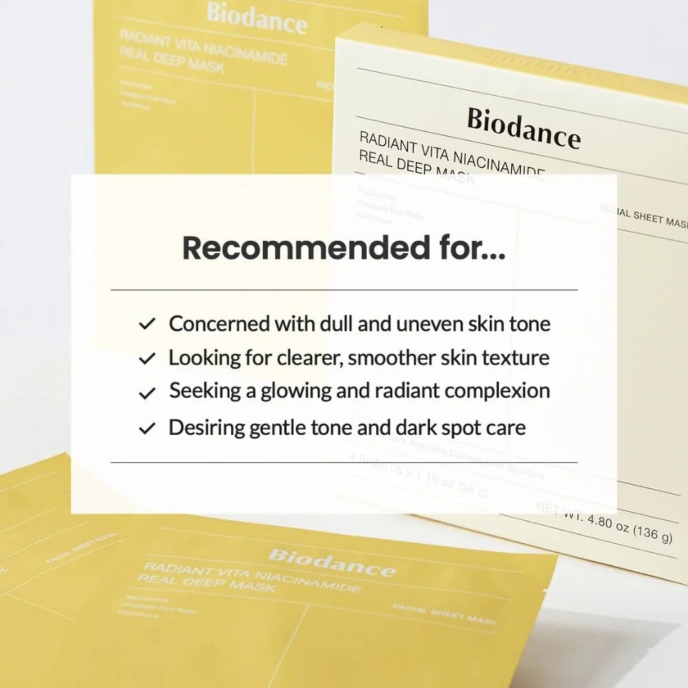 BIODANCE RADIANT VITA NIACINAMIDE REAL DEEP MASK 34G (4EA)