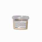 Clear plastic container with a label on a white background