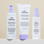 Three evo fabuloso hair care products on a beige background