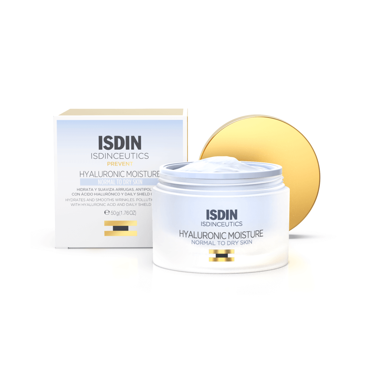 ISDIN Hyaluronic Moisture skincare product with packaging on a white background