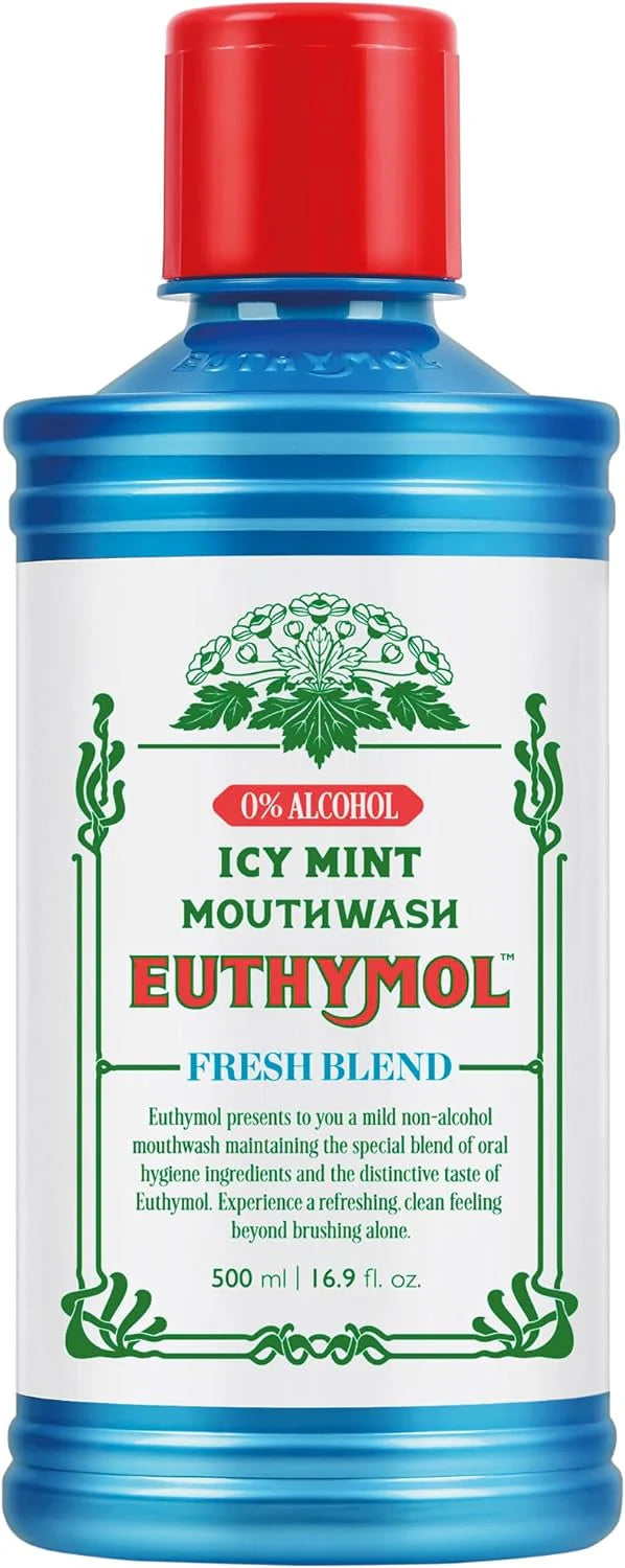 Euthymol Mouth Wash 500ml Icy Mint 0% Alcohol