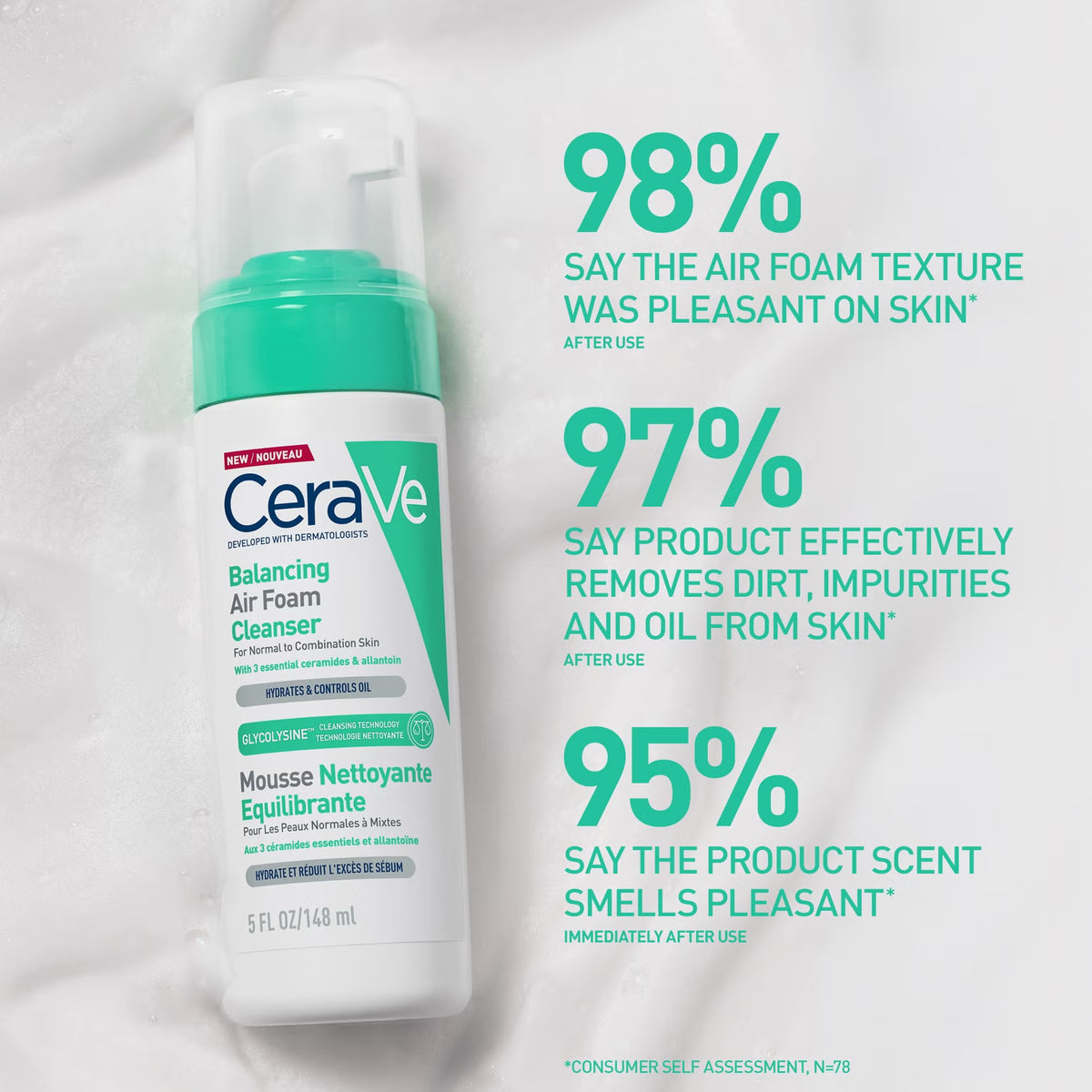 CeraVe Balancing Air Foam Foaming Facial Cleanser 150ml