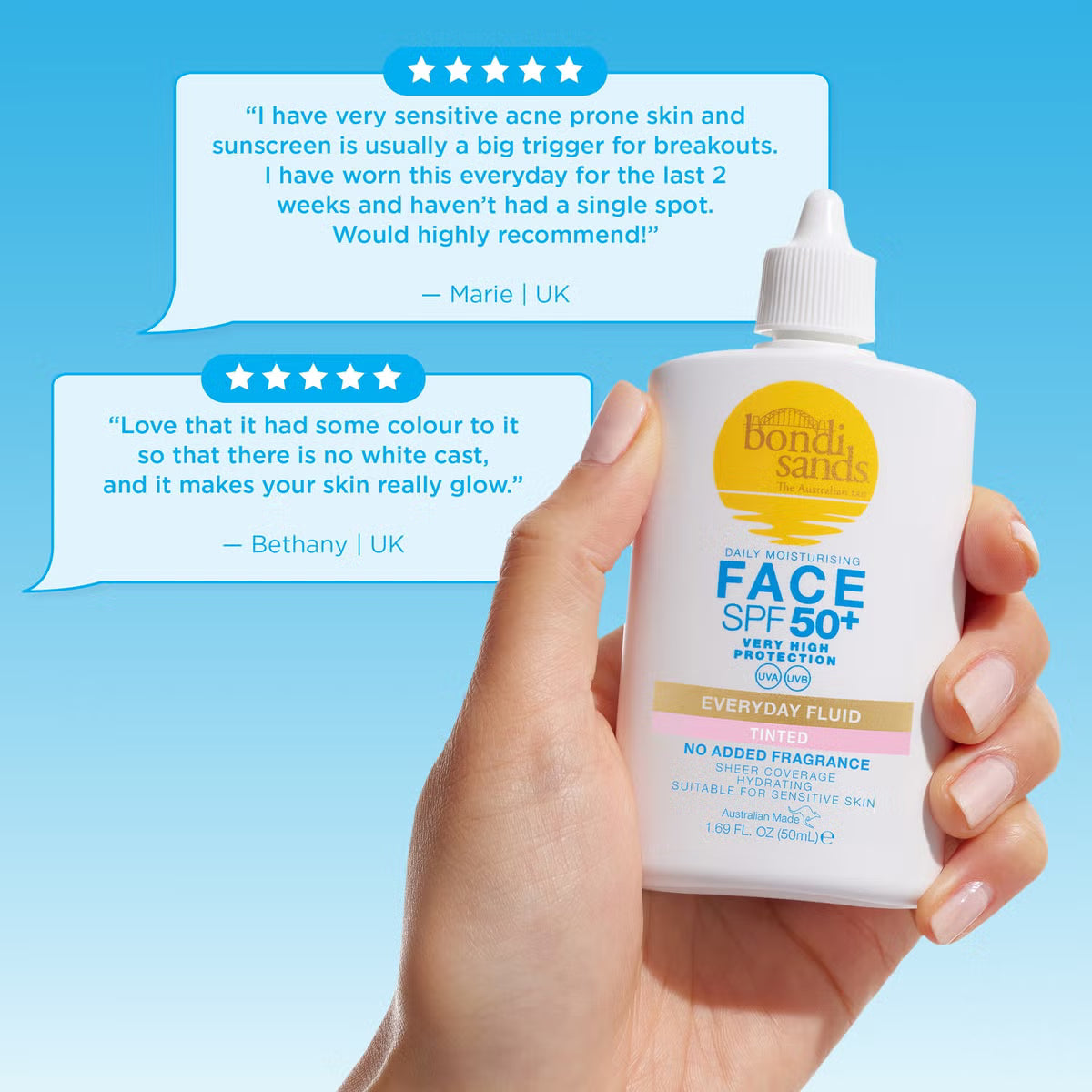 Bondi Sands SPF 50+ Fragrance Free Tinted Face Fluid (UK – 50 ml)
