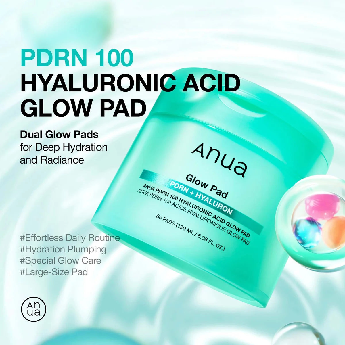 Anua PDRN 100 Hyaluronic Acid Glow 60 Pad 180ml