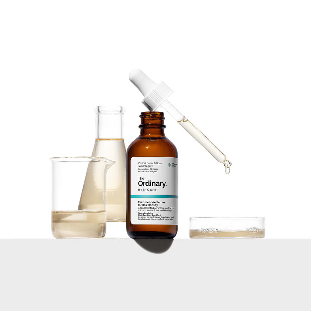 The Ordinary skincare serum bottle with dropper on a white background