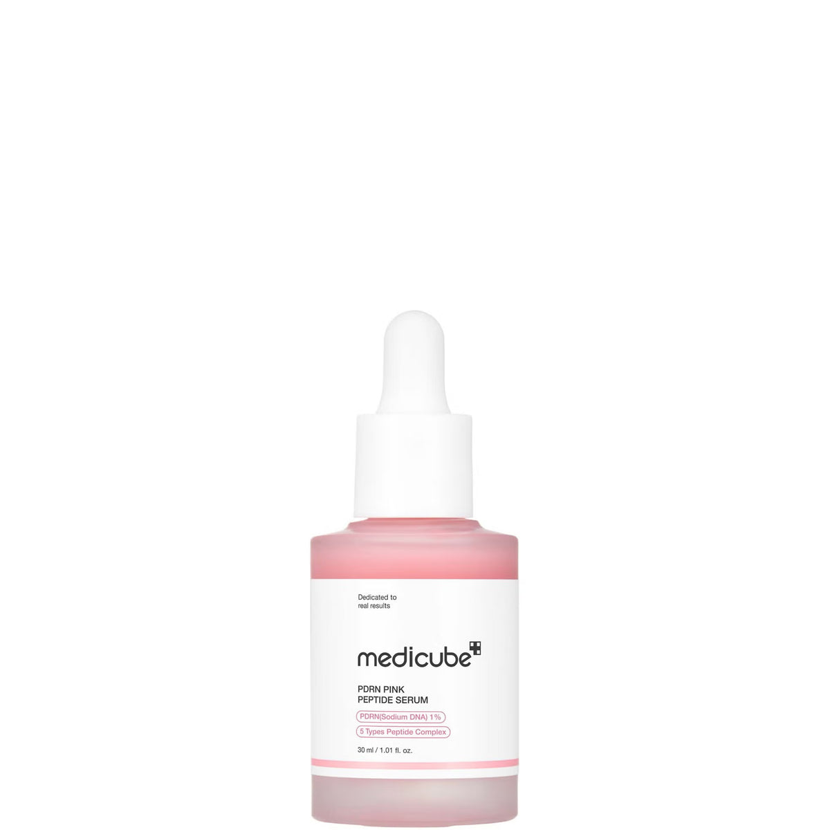 Medicube pink serum bottle on a white background