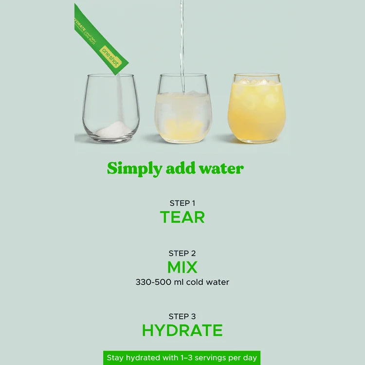 Oneshot Hydrate Electrolyte & Vitamin Drink Mix Lime Burst (14 Sticks)