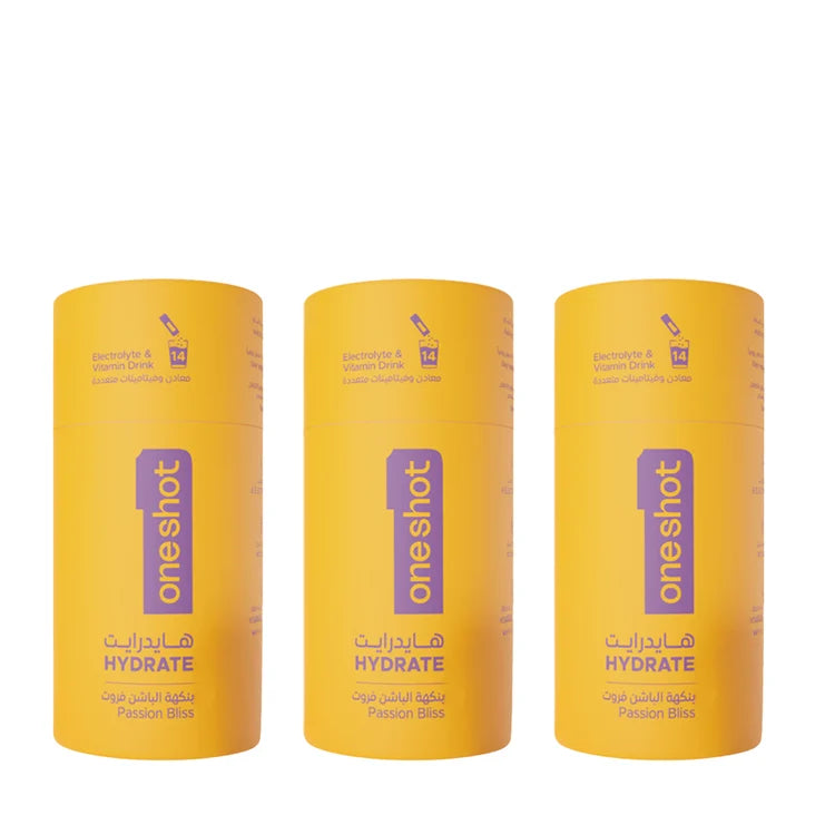 Oneshot Hydrate Electrolyte & Vitamin Drink Mix Passion Bliss 3 Pack Set