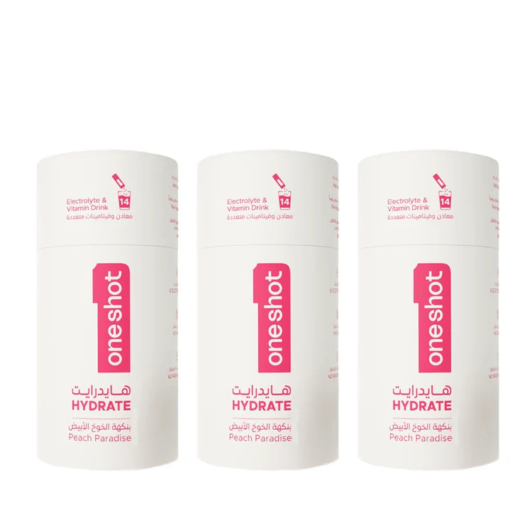 Oneshot Hydrate Electrolyte & Vitamin Drink Mix White Peach 3 Pack Set