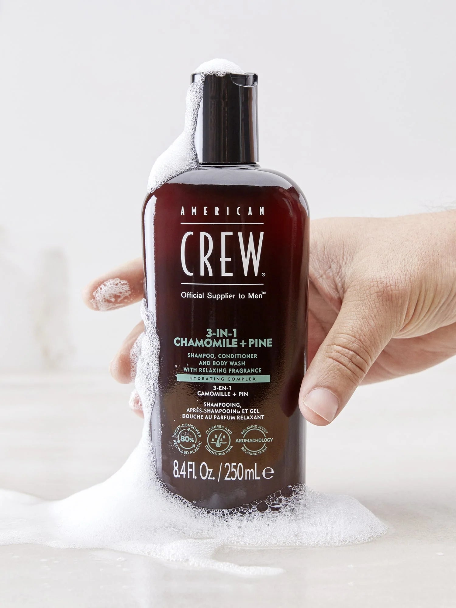 American Crew 3-in-1 chamomile + pine shampoo conditioner and body wash 250ml