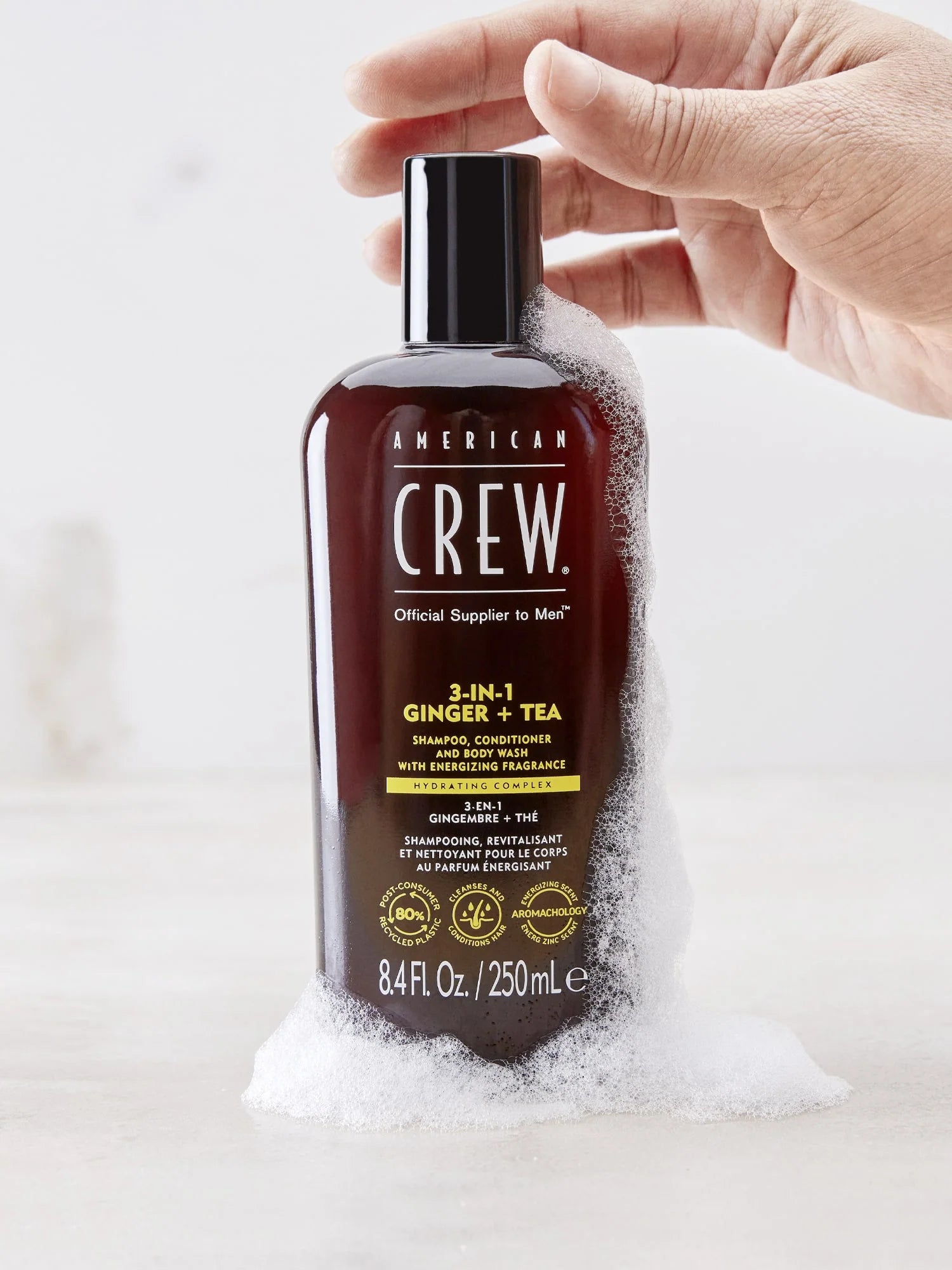 American Crew 3‑in‑1 Ginger + Tea Shampoo, Conditioner & Body Wash 250 ml