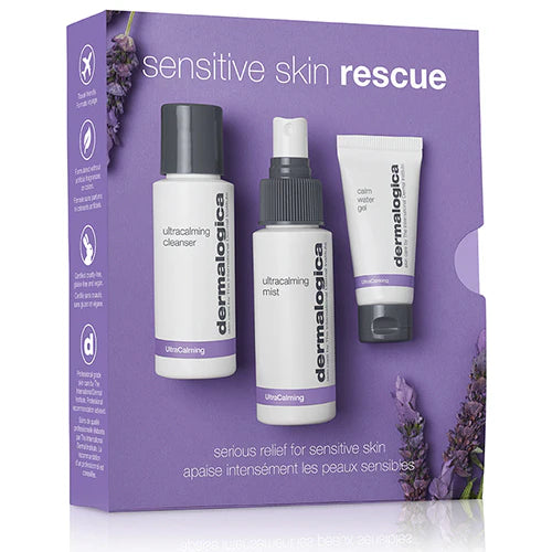 Dermalogica Sensitive Skin Rescue Kit - Set Contains: Face Wash, Toner, and Face Moisturizer - Skin Care To Calm, Soothe and Minimize Irritation
