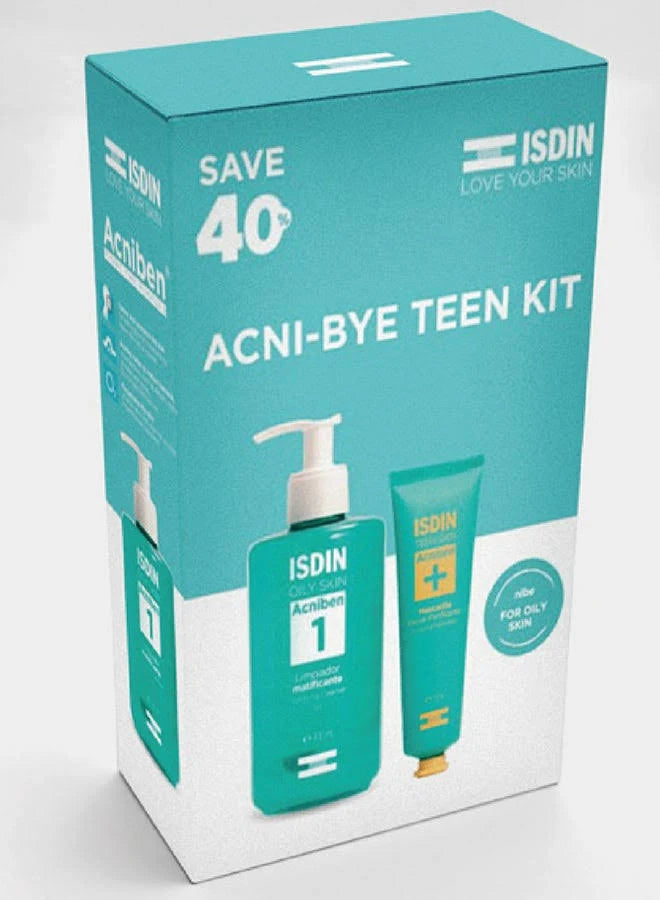 ISDIN Acni-Bye Teen Kit packaging with two products on a white background