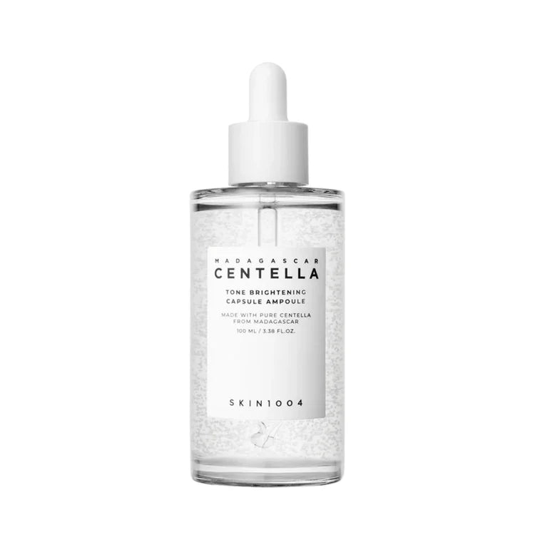 Skincare bottle labeled 'Madagascan Centella' on a white background
