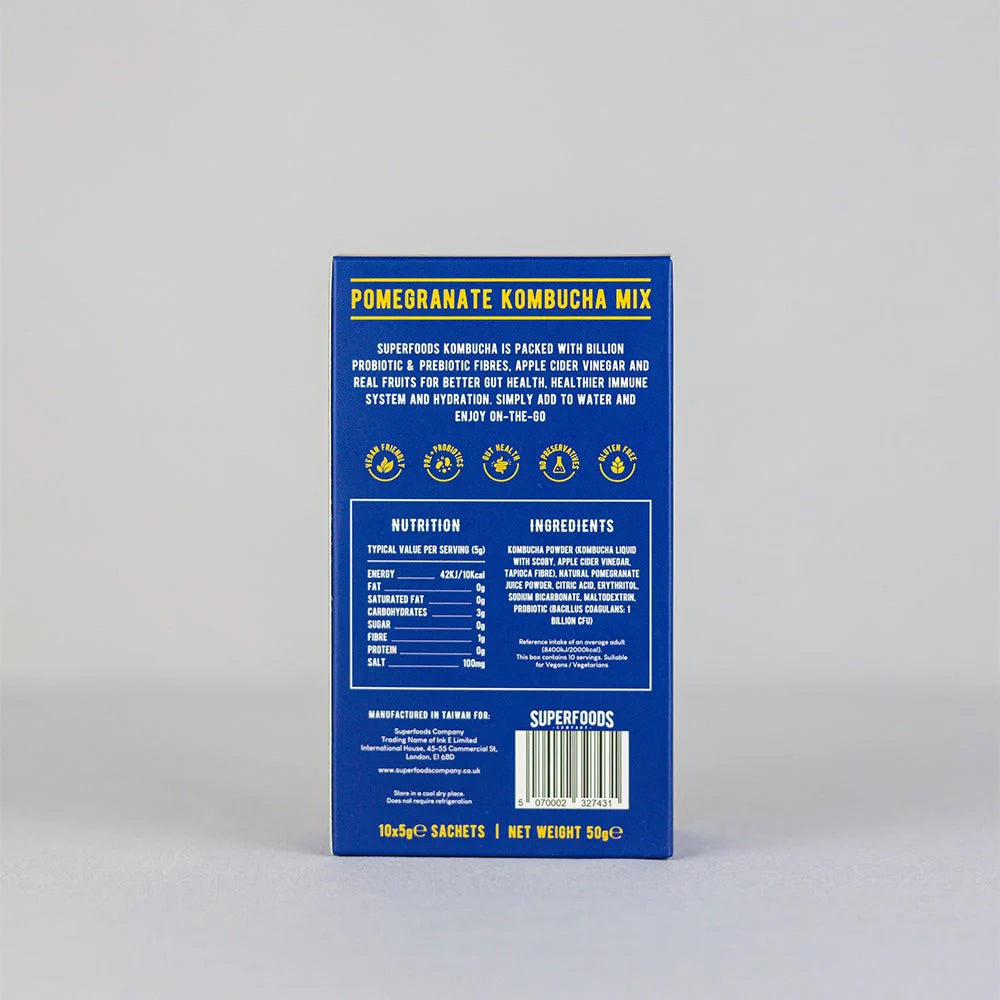 Superfood Instant Kombucha Box -Pomegranate Flavour Sachets 10 x 5g - 50G