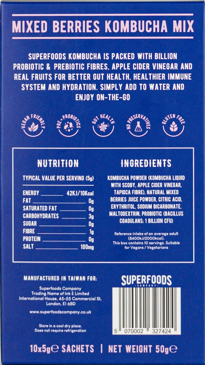 Superfoods Company Instant Kombucha - Variety Pack 8x5g Sachets - 40G