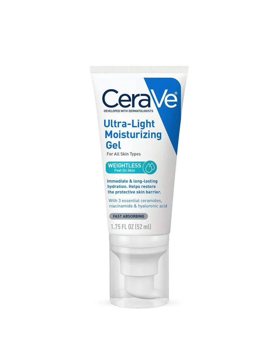 CeraVe Ultra-Light Moisturizing Gel tube on a white background
